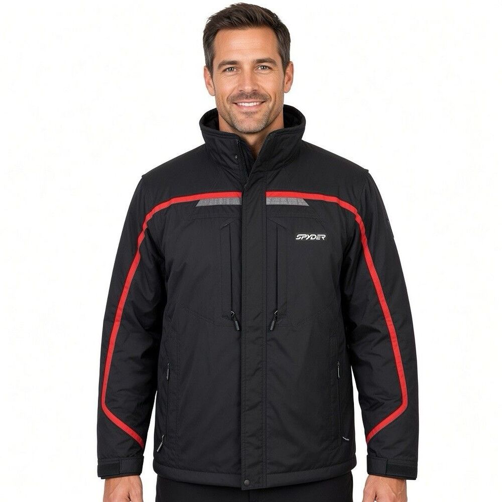 Vintage Spyder XT 5000 Mens Ski Jacket XL Black Removable Sleeve Outdoor 2 In 1